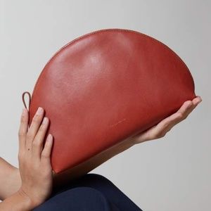 Mansur Gavriel Dark Red Leather Moon Clutch